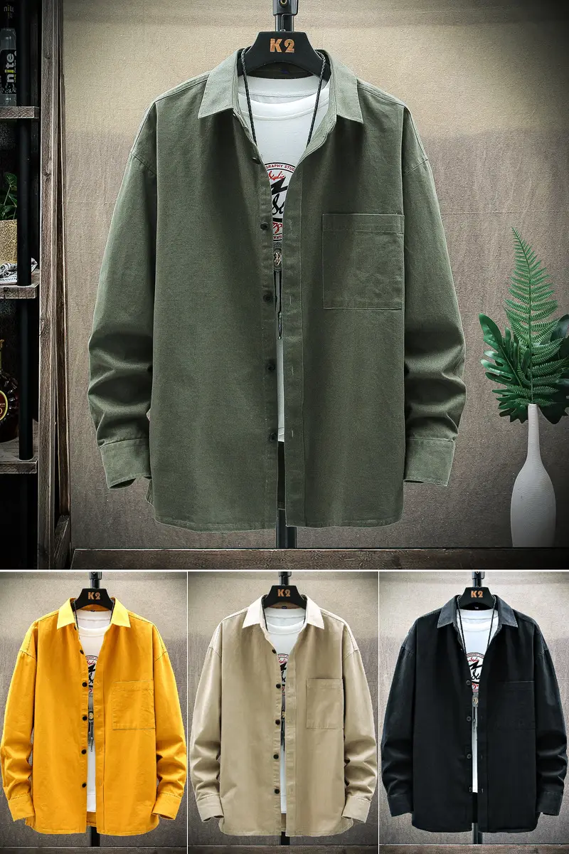 Men's Light Blue Long Sleeve Shirt Autumn Wear - Image 15
