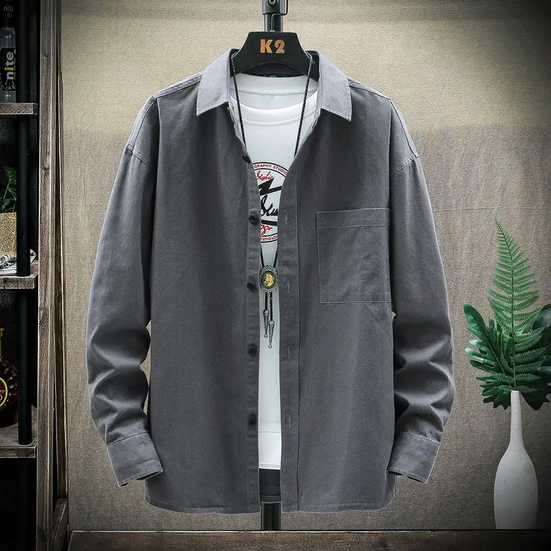 Men's Light Blue Long Sleeve Shirt Autumn Wear - Image 3