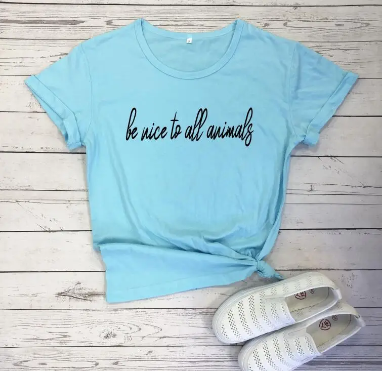 Black T-Shirt with "Be Nice to Animals" Print - Image 9