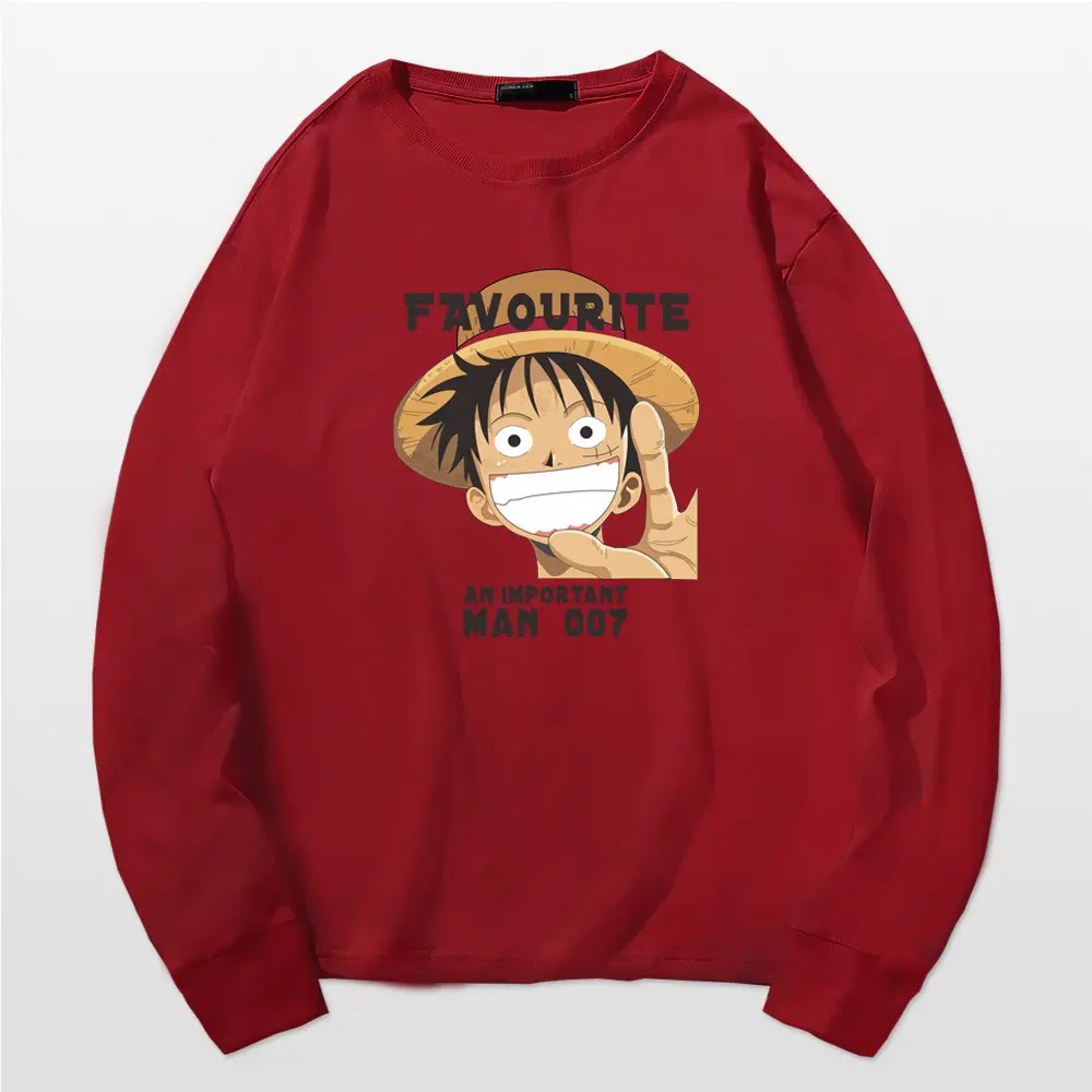 One Piece Luffy Long Sleeve Red Sweatshirt - Image 4