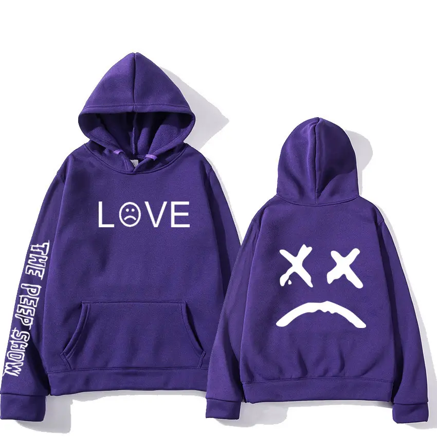 Blue Printed Hoodie Set for Men Love Face Design - Image 21