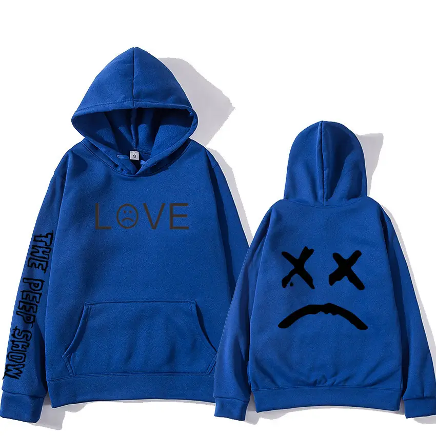 Blue Printed Hoodie Set for Men Love Face Design - Image 24