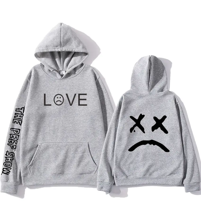 Blue Printed Hoodie Set for Men Love Face Design - Image 11