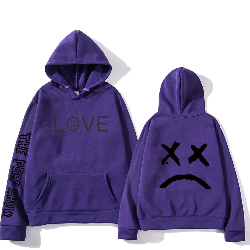 Blue Printed Hoodie Set for Men Love Face Design - Image 14