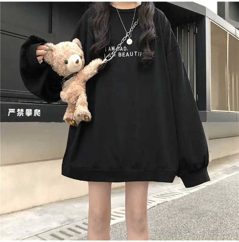 Women Loose Sweatshirt Maroon Long Sleeve 2025 — feature 9