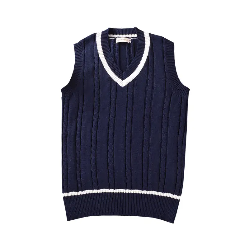 Men's V Neck Knit Vests Navy White Maroon