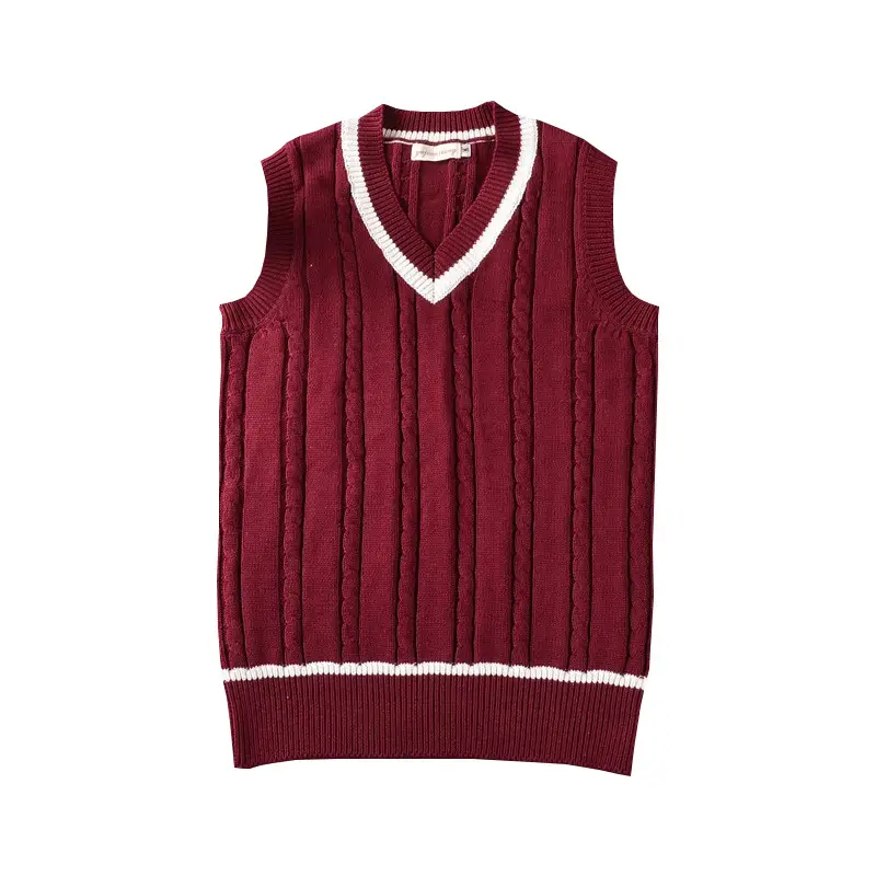Men's V Neck Knit Vests Navy White Maroon