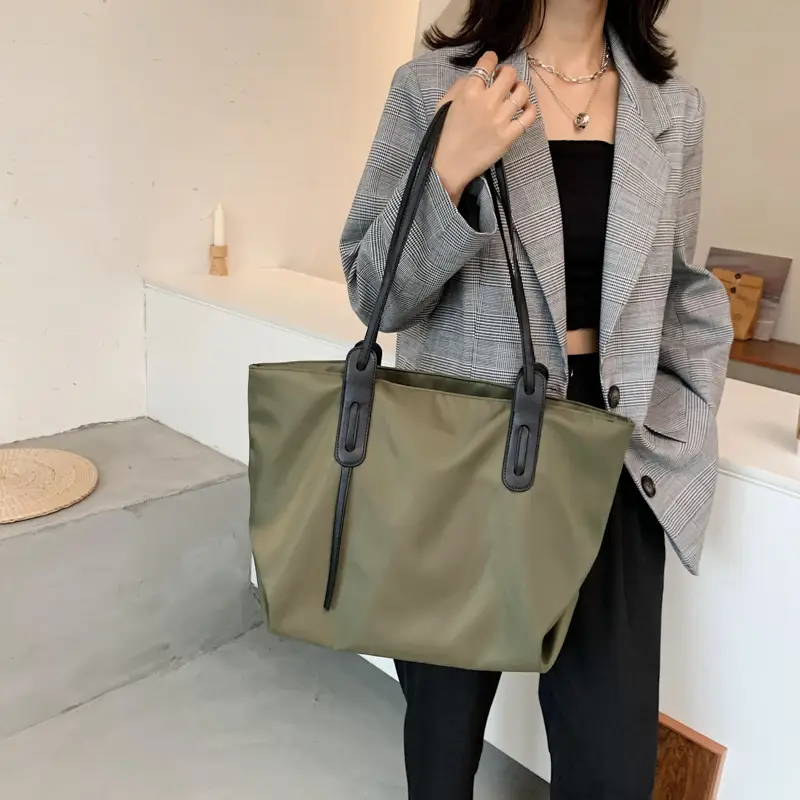 Korean Style Large Capacity Women's Tote Bag Olive Green