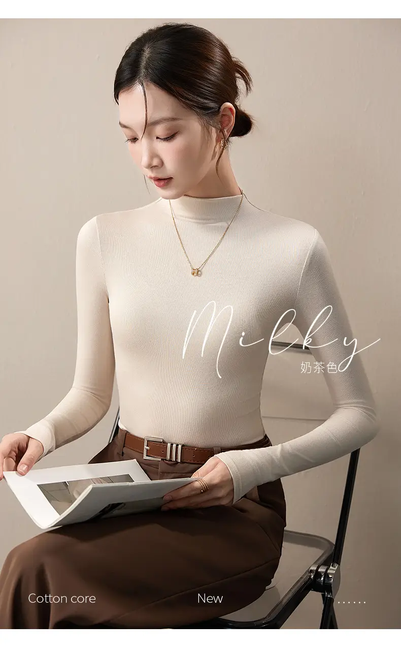 Women's Beige High-Turtleneck Blazer Set Spring Fall 2025 — feature 19