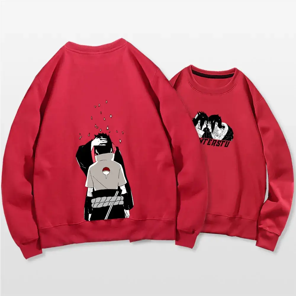 Naruto Anime Print Red Sweatshirt Set for Men Women - Image 4