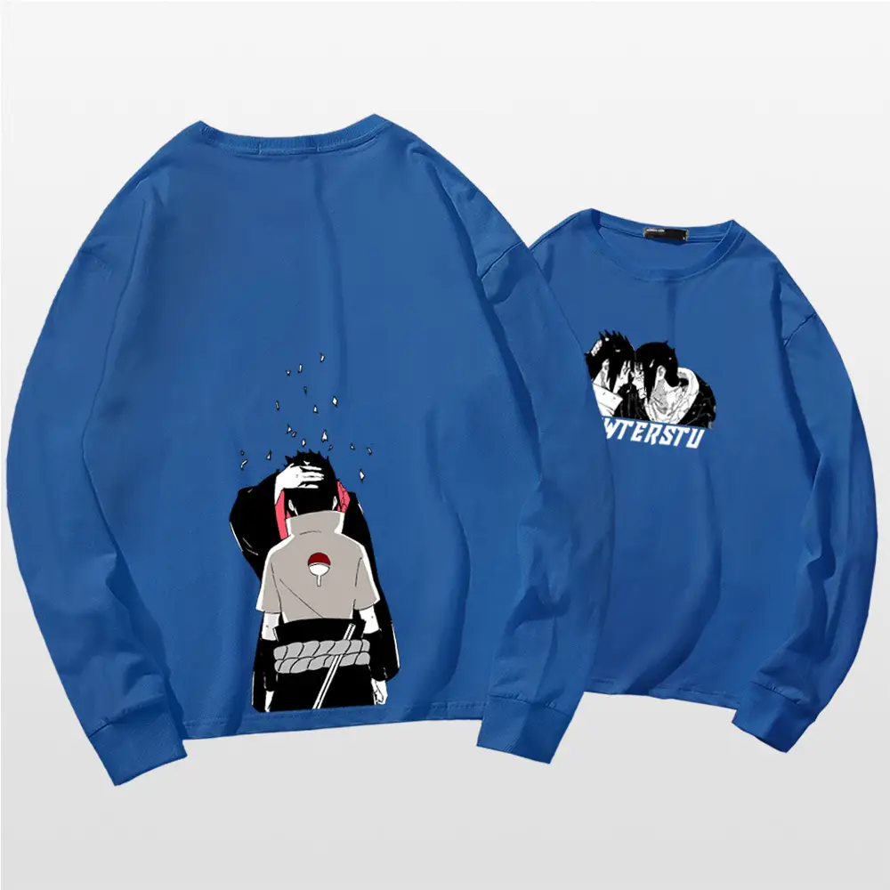 Naruto Anime T-Shirt Blue Cotton Long Sleeve
