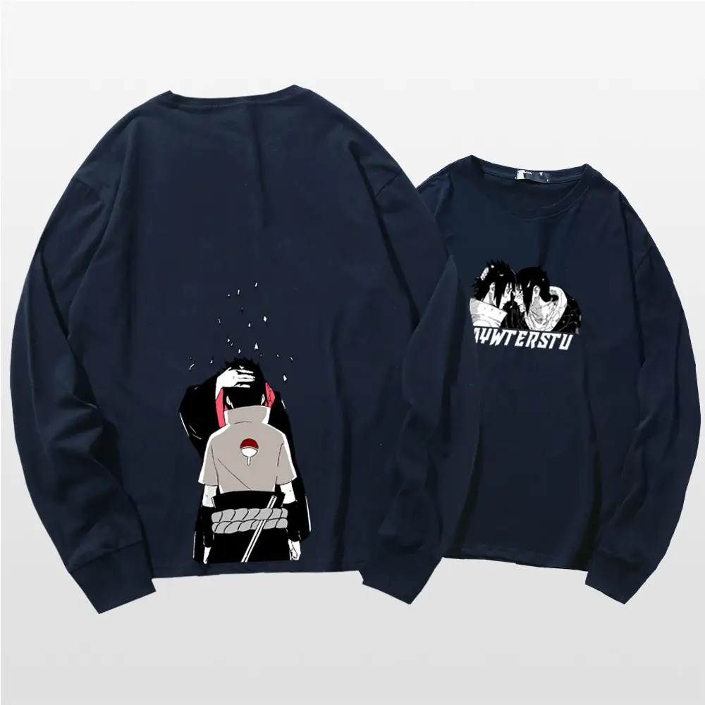 Naruto Anime T-Shirt Blue Cotton Long Sleeve