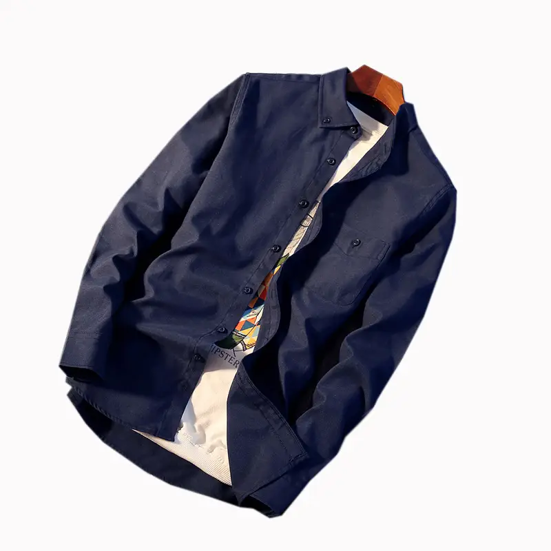 Men's White Slim Fit Long Sleeve Korean Style Shirt - Image 13