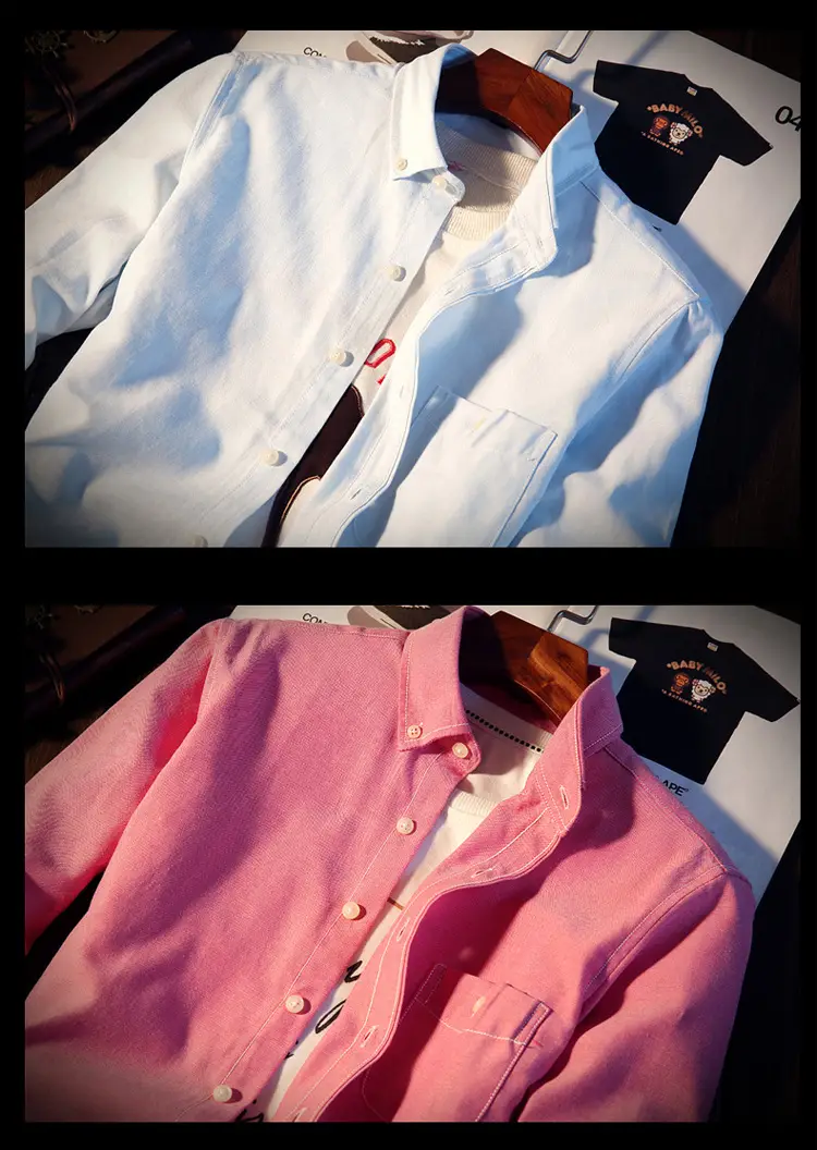 Men's White Slim Fit Long Sleeve Korean Style Shirt — feature 18