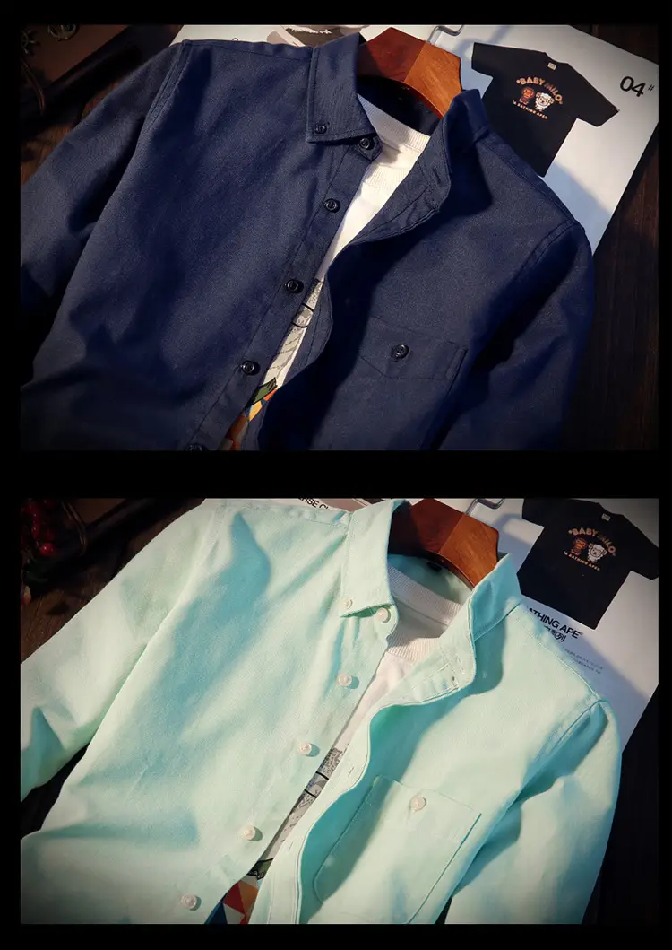 Men's White Slim Fit Long Sleeve Korean Style Shirt — feature 19