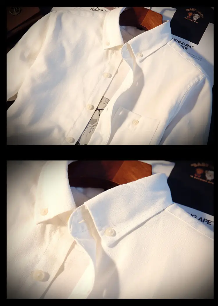 Men's White Slim Fit Long Sleeve Korean Style Shirt — feature 20