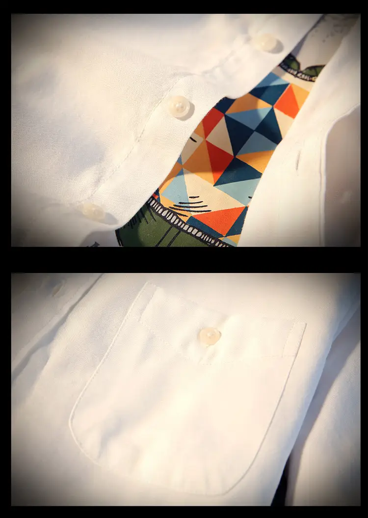 Men's White Slim Fit Long Sleeve Korean Style Shirt — feature 21