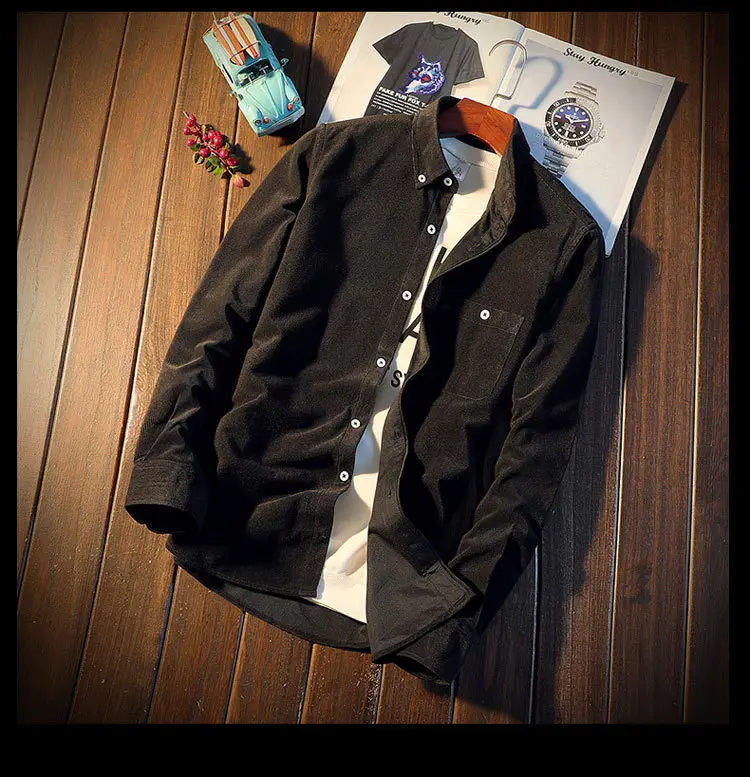 Men's Slim Fit Navy Blue Long Sleeve Shirt — feature 14