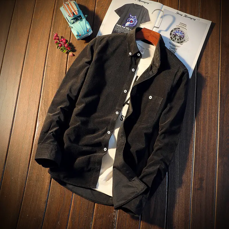 Men's Slim Fit Navy Blue Long Sleeve Shirt - Image 2
