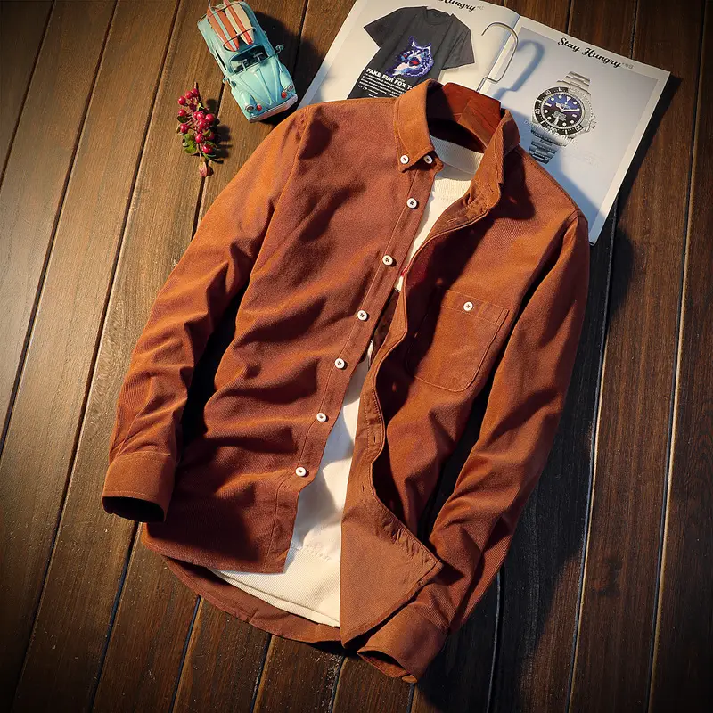 Men's Slim Fit Navy Blue Long Sleeve Shirt - Image 4