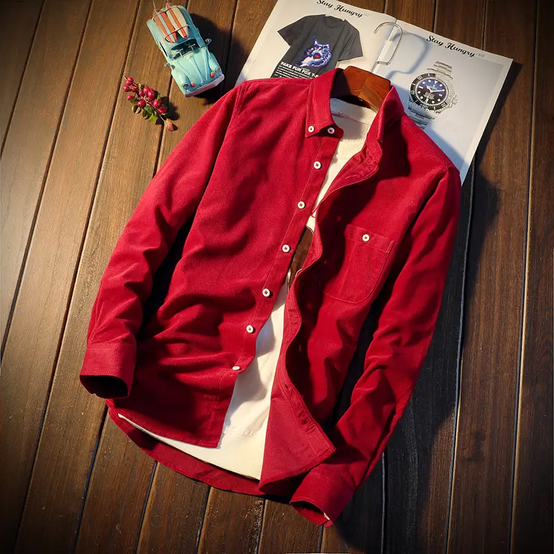 Men's Slim Fit Navy Blue Long Sleeve Shirt - Image 5
