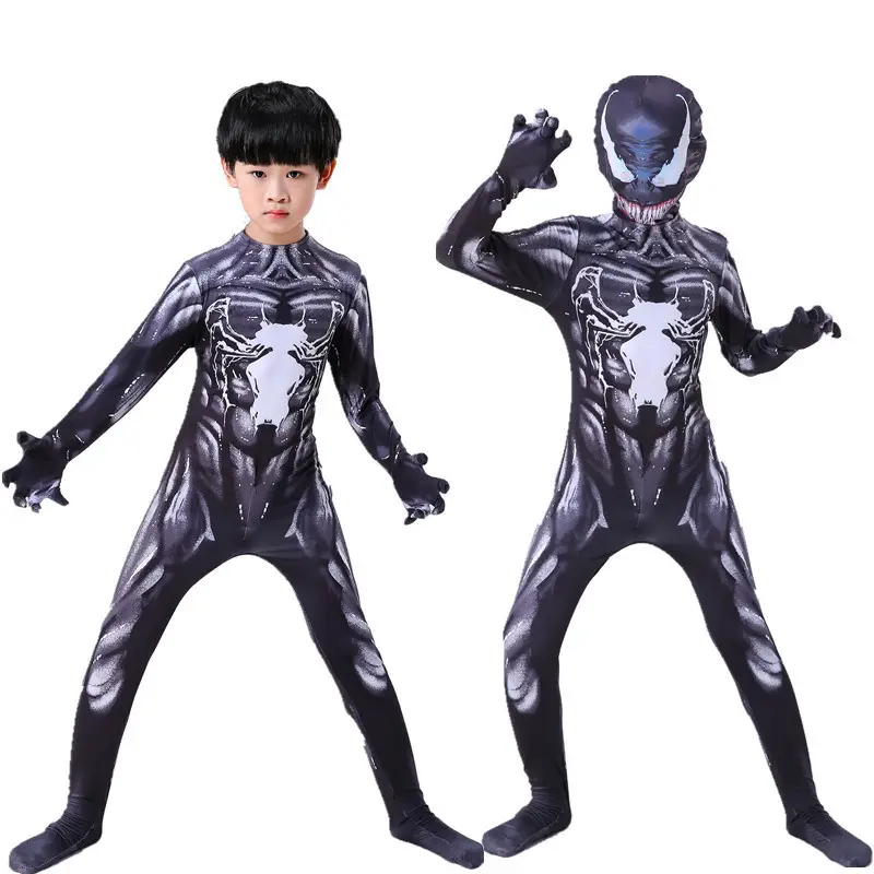 Black Venom Spider-Man Jumpsuit Kids Cosplay Suit - Image 3