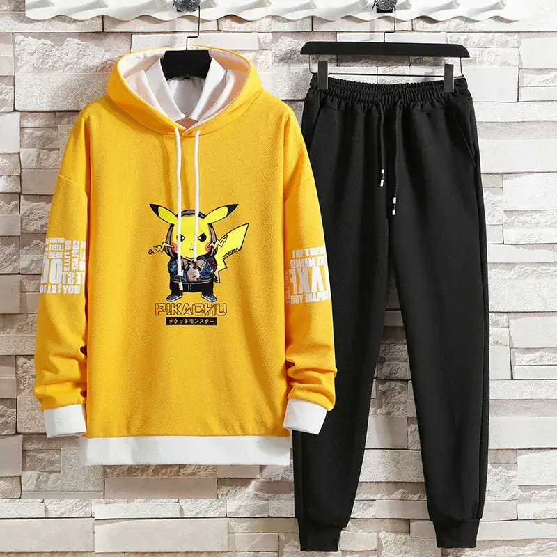 Men's Parkacho Graphic Hoodie Sweatpants Set Black - Image 2