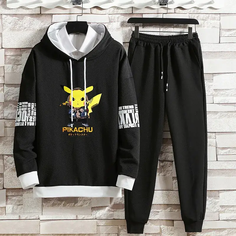 Men's Parkacho Graphic Hoodie Sweatpants Set Black - Image 4