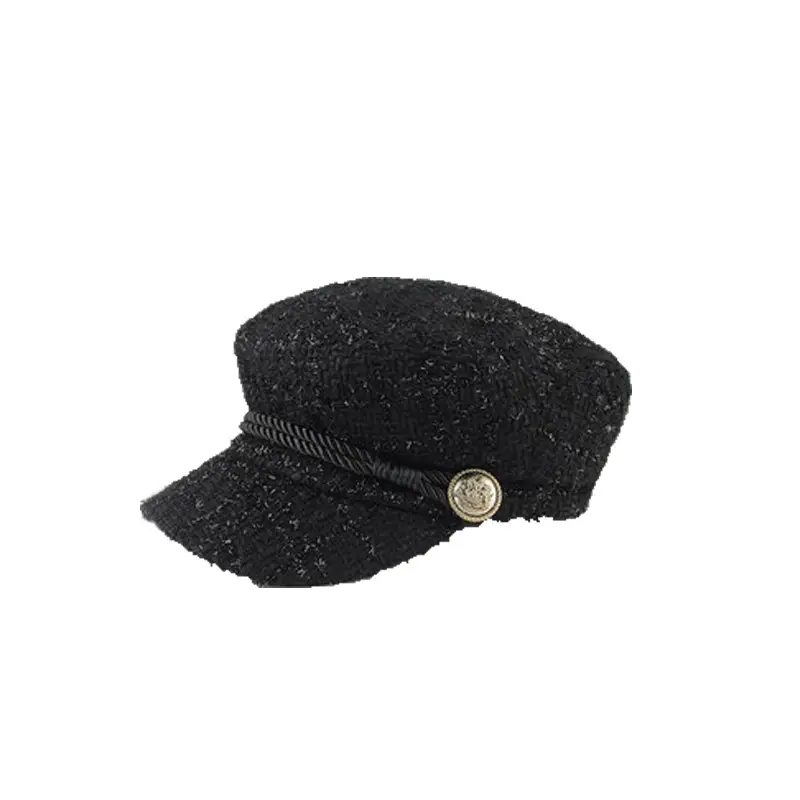 Women Korean Style Black Sparkle Peaked Hat - Image 7