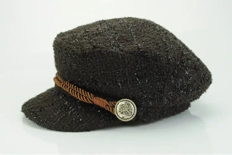 Women Korean Style Black Sparkle Peaked Hat — feature 10