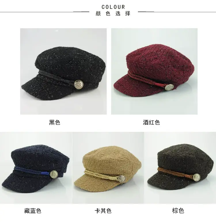 Women Korean Style Black Sparkle Peaked Hat — feature 2