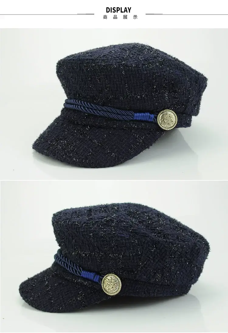 Women Korean Style Black Sparkle Peaked Hat — feature 6