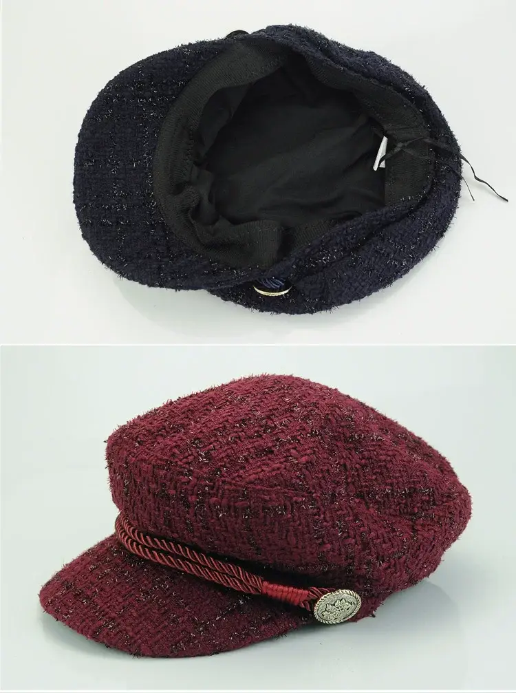 Women Korean Style Black Sparkle Peaked Hat — feature 7