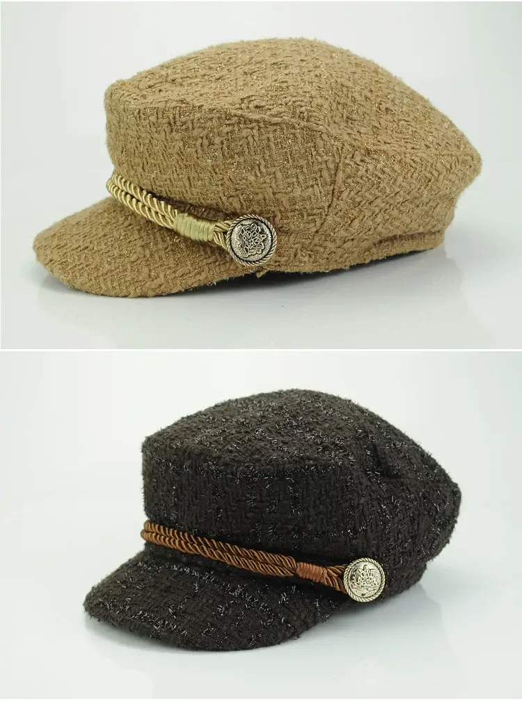Women Korean Style Black Sparkle Peaked Hat — feature 9