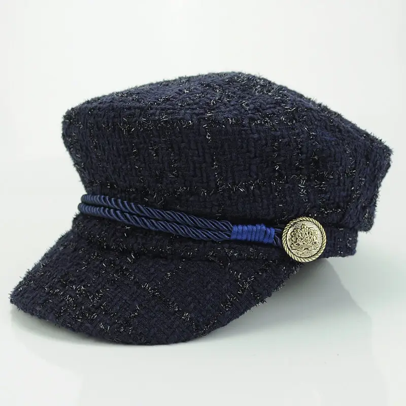 Women Korean Style Black Sparkle Peaked Hat - Image 2
