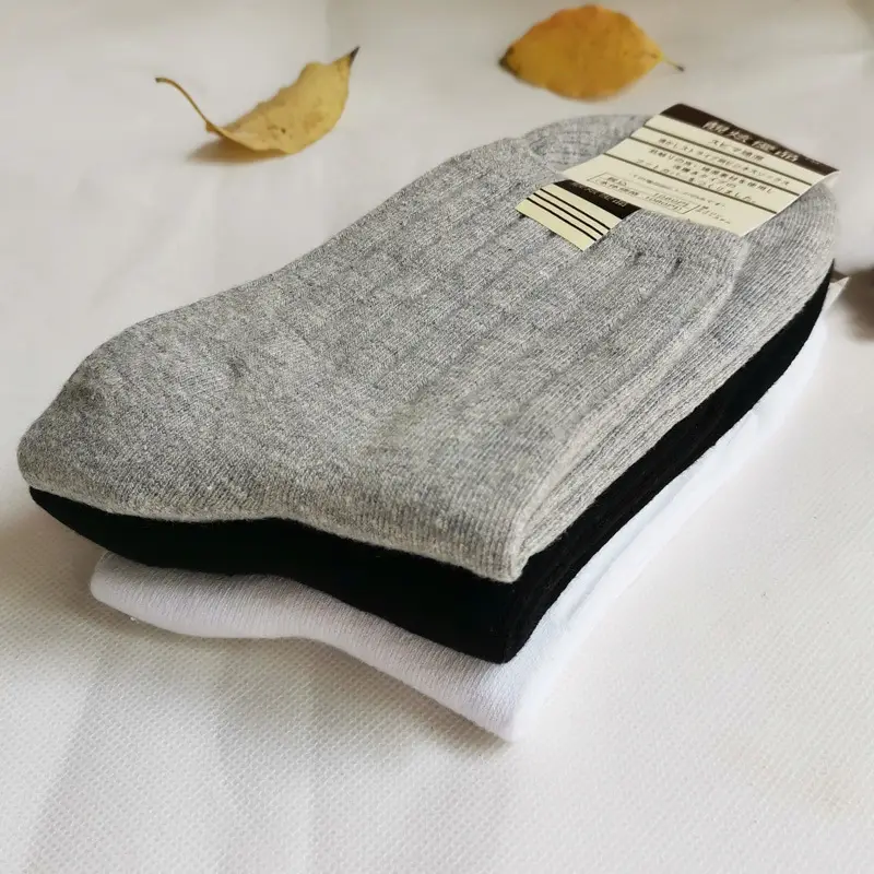 Autumn and Winter Hot-Selling Thick Pure Cotton Socks for Men and Women, Mid-Calf Socks, Double-Needle Solid Color Vertical Stripe Warm Casual Business Socks Wholesale — feature 10
