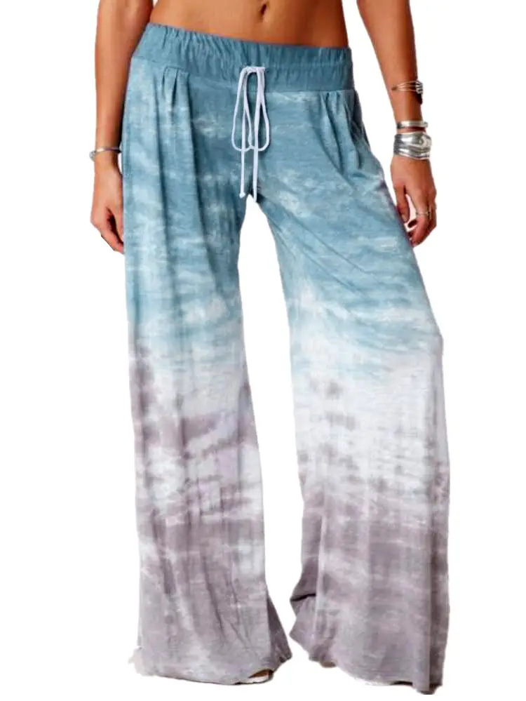 Women Loose Gradient Print Yoga Pants Wide Leg - Image 7