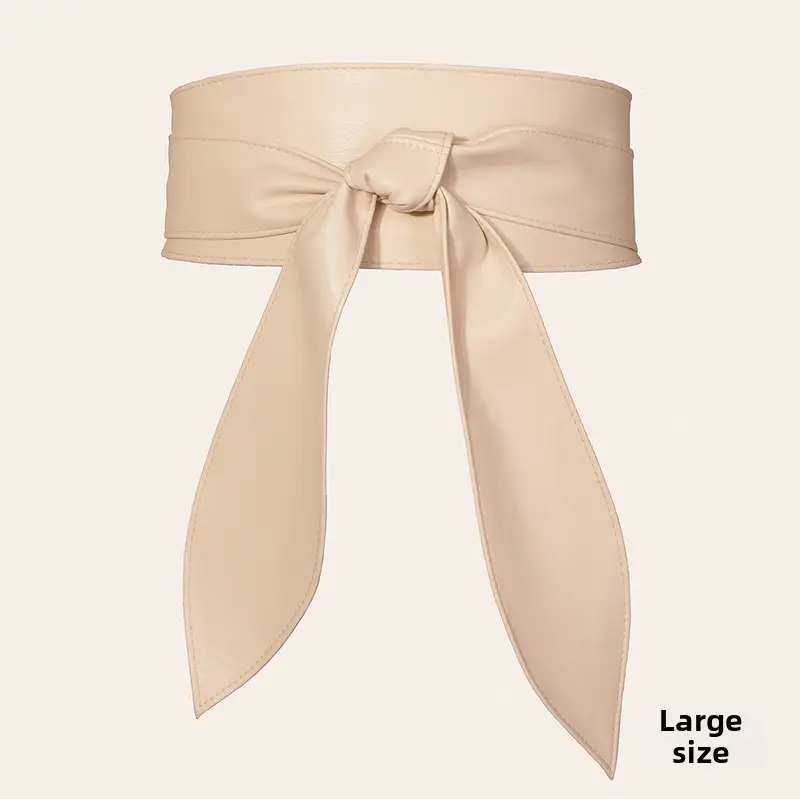 Blue Wide Waist Cover with Bow Ribbon Tie Belt