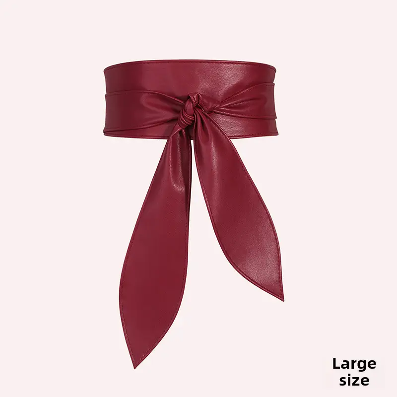 Blue Wide Waist Cover with Bow Ribbon Tie Belt