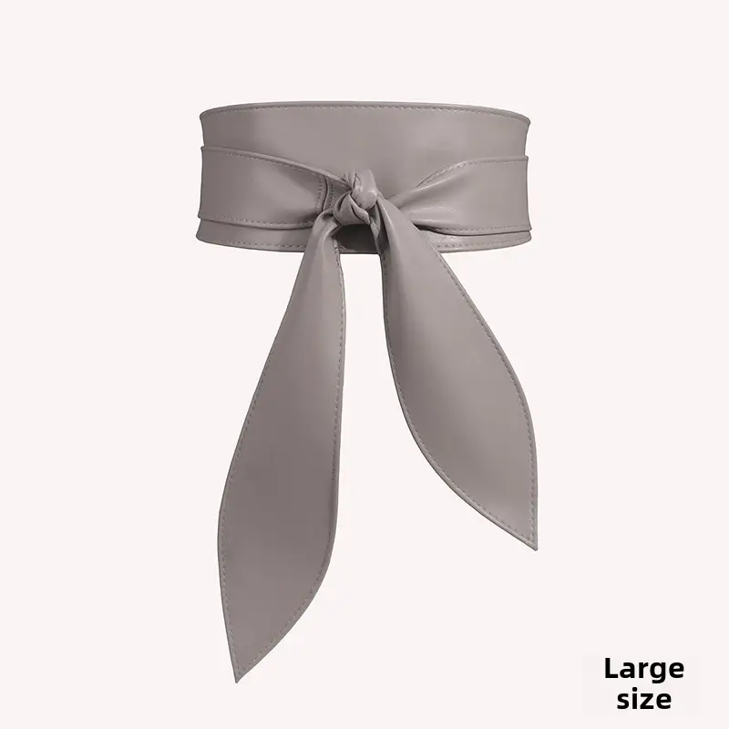 Blue Wide Waist Cover with Bow Ribbon Tie Belt