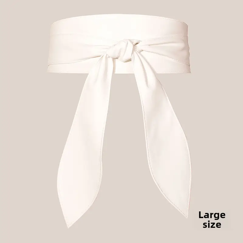 Blue Wide Waist Cover with Bow Ribbon Tie Belt