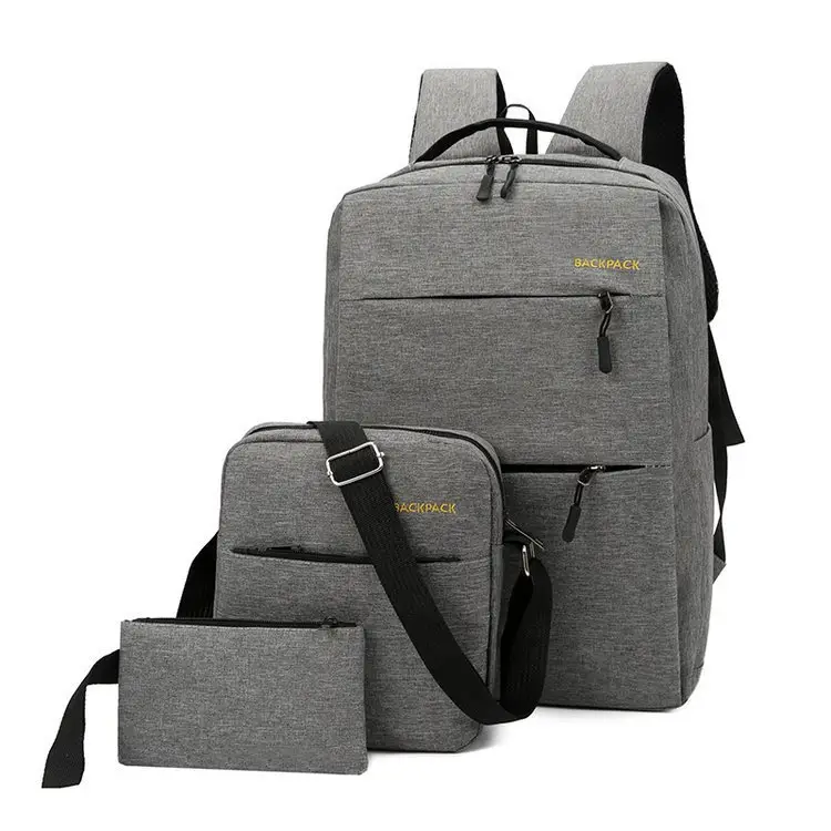 Cross-Border New Three-Piece Backpack Large Capacity Simple Business Computer Bag USB Charging Travel Backpack Wholesale — feature 11