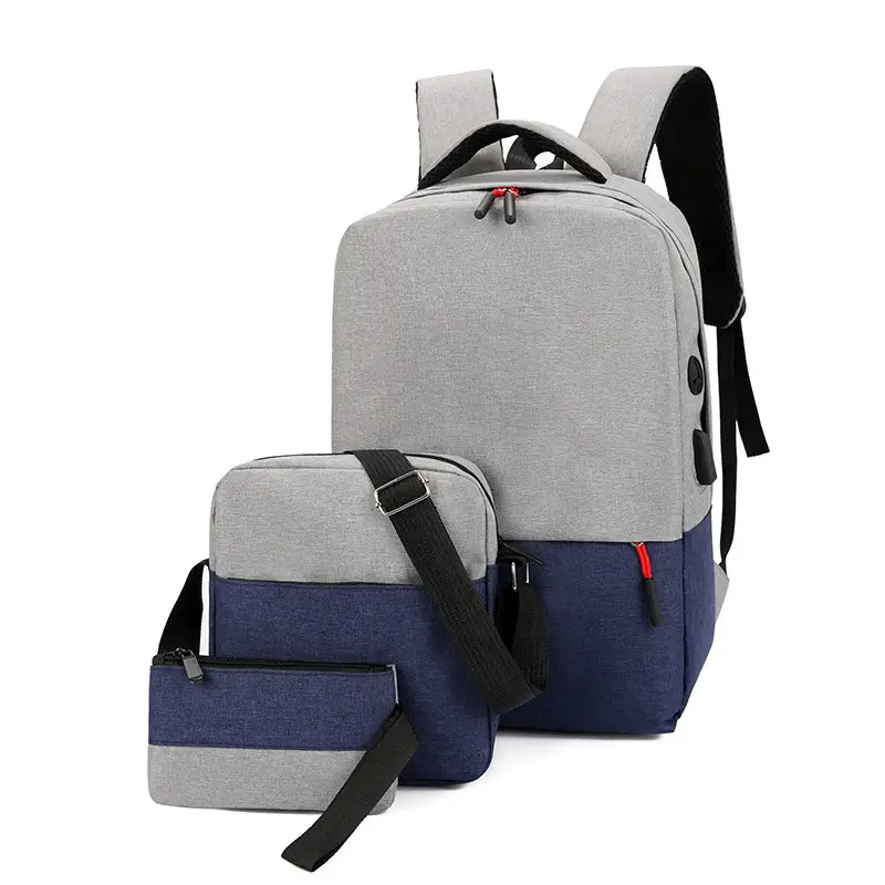 Cross-Border New Three-Piece Backpack Large Capacity Simple Business Computer Bag USB Charging Travel Backpack Wholesale — feature 14