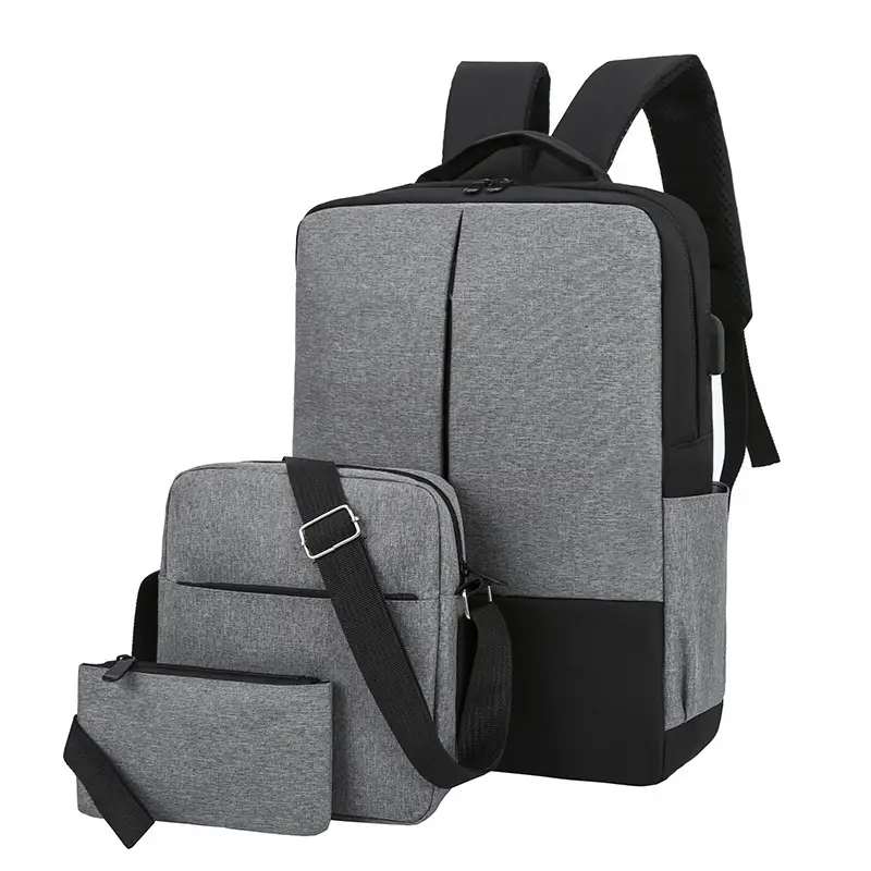 Cross-Border New Three-Piece Backpack Large Capacity Simple Business Computer Bag USB Charging Travel Backpack Wholesale — feature 15