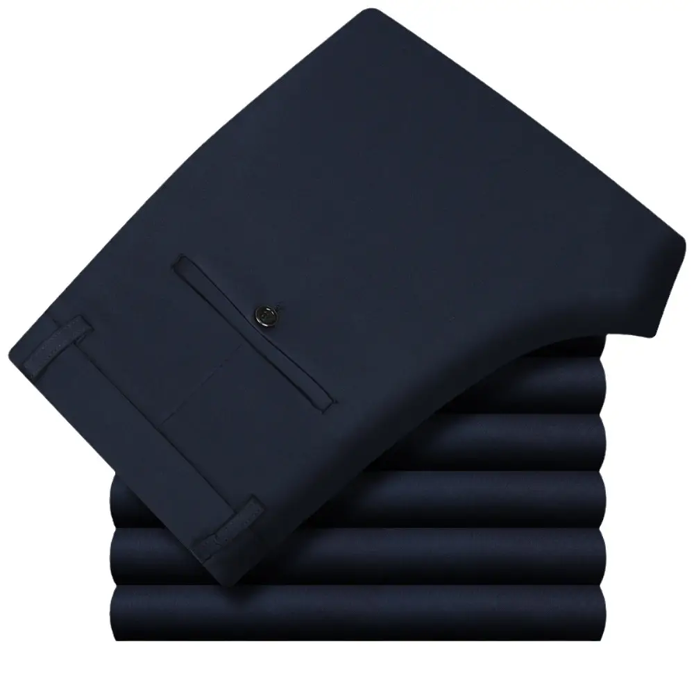 Men's Black Fleece Waist Pants Thick Warm Casual Long - Image 11