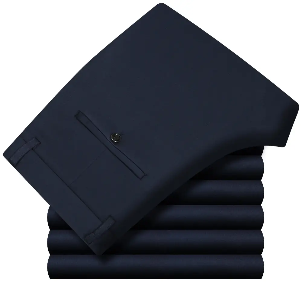 Men's Black Fleece Waist Pants Thick Warm Casual Long - Image 3