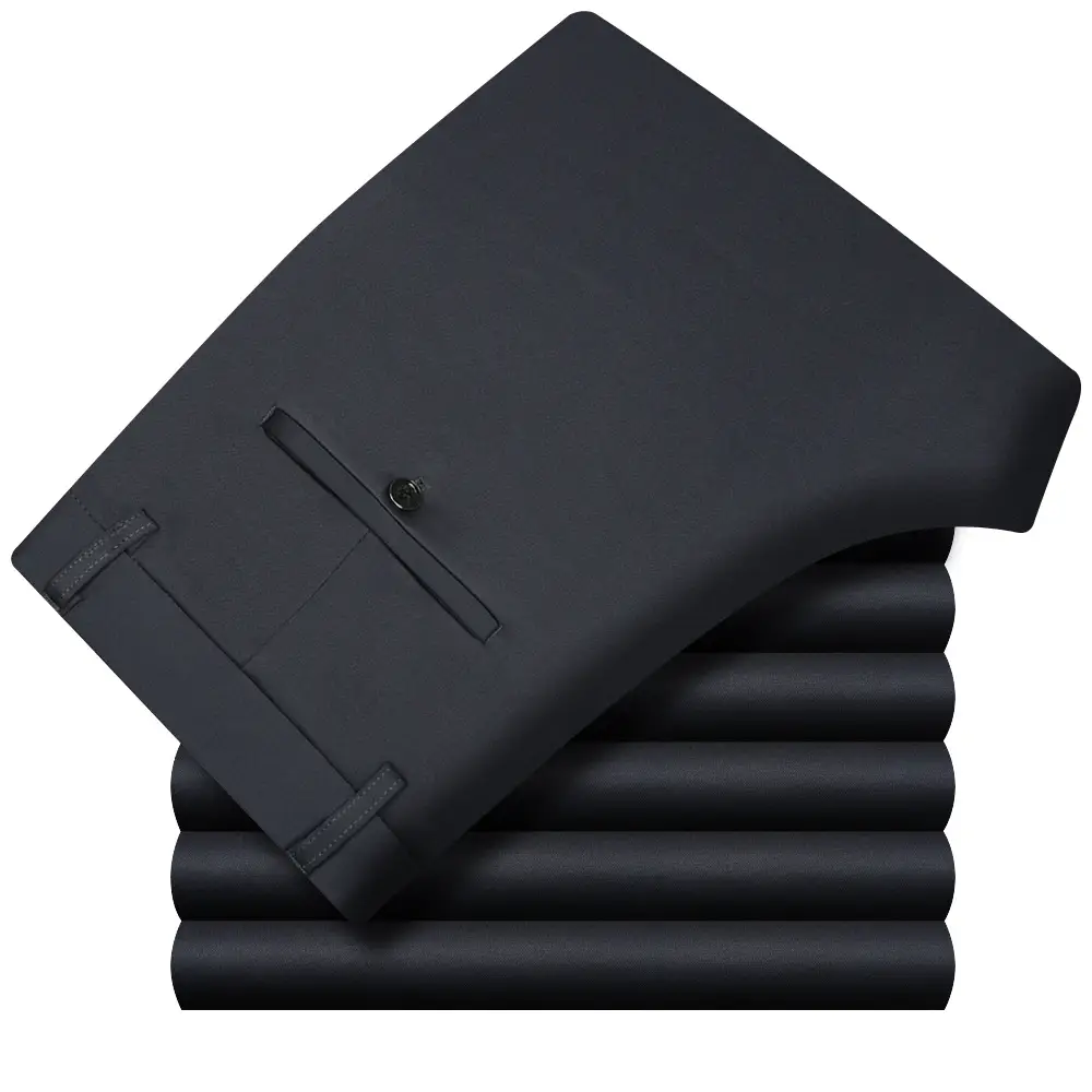 Men's Black Fleece Waist Pants Thick Warm Casual Long - Image 4