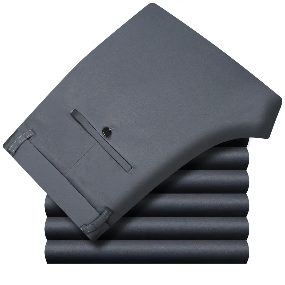 Men's Black Fleece Waist Pants Thick Warm Casual Long - Image 5
