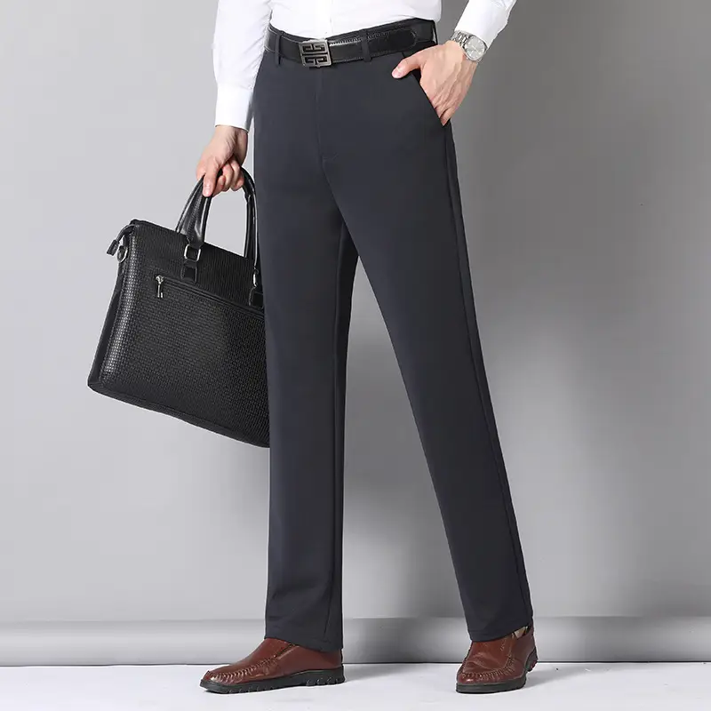 Thick Men's Four-Sided Stretch Trousers Grey - Image 11