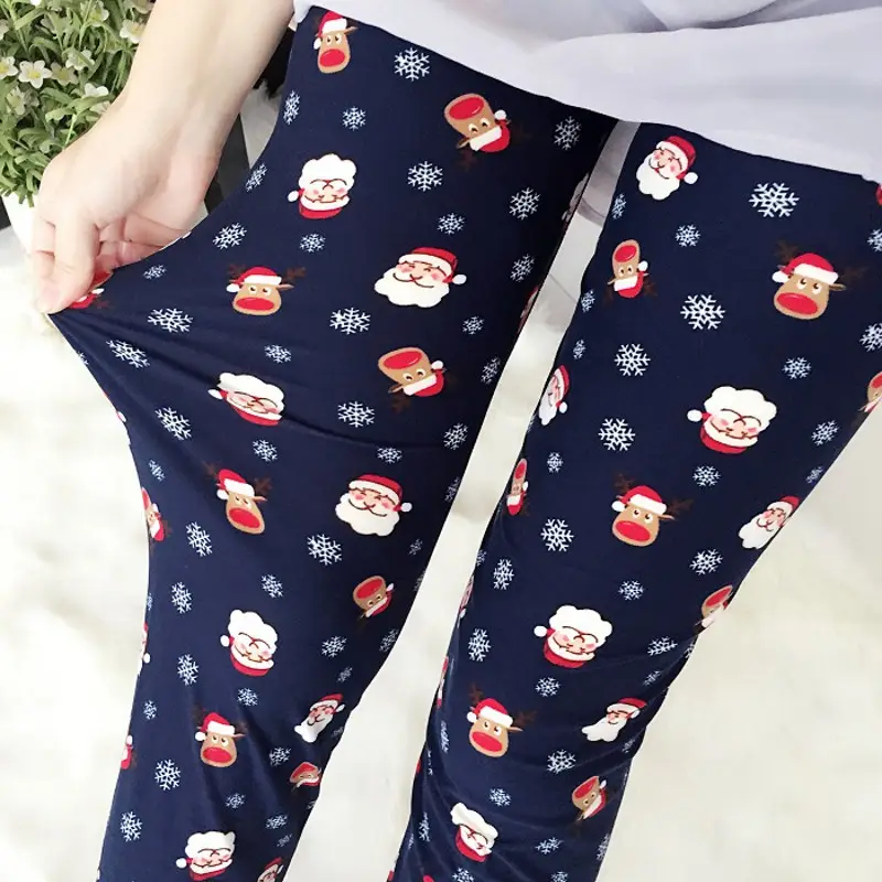 Women's Slim Fit Fawn Leggings with Snowflake Print